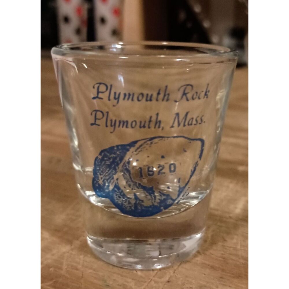 PLYMOUTH ROCK, PLYMOUTH MA Shot Glass, Souvenir Shot Glasses, #9